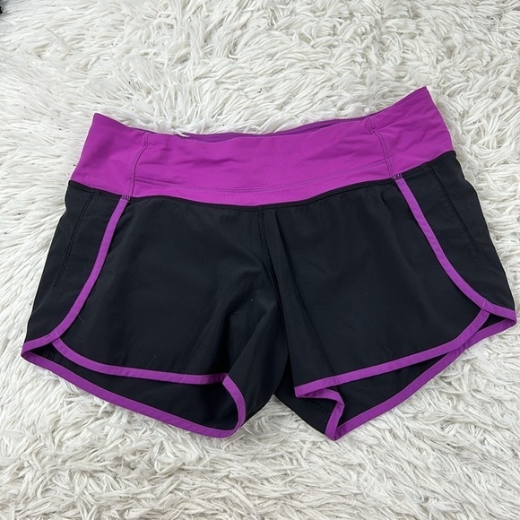 Lululemon Run Times Short *4-way Stretch Black / Ultra Violet - Picture 1 of 5